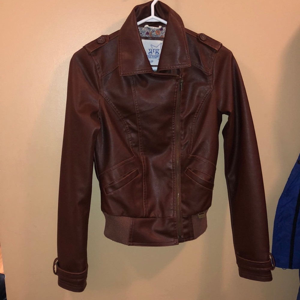 Pleather jacket brown